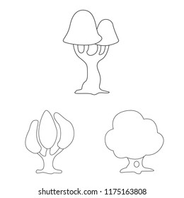 Vector design of tree and nature symbol. Set of tree and crown stock vector illustration.