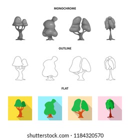 Vector design of tree and nature symbol. Set of tree and crown stock symbol for web.