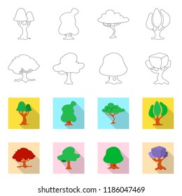 Vector design of tree and nature symbol. Set of tree and crown stock symbol for web.