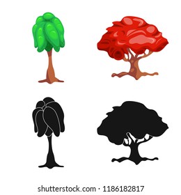 Vector design of tree and nature symbol. Collection of tree and crown vector icon for stock.