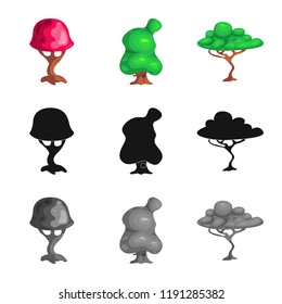 Vector design of tree and nature symbol. Set of tree and crown stock symbol for web.