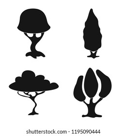 Vector design of tree and nature symbol. Set of tree and crown stock symbol for web.