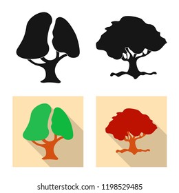 Vector design of tree and nature symbol. Set of tree and crown vector icon for stock.