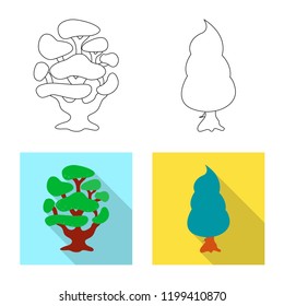 Vector design of tree and nature symbol. Collection of tree and crown stock vector illustration.