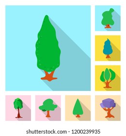 Vector design of tree and nature symbol. Collection of tree and crown vector icon for stock.
