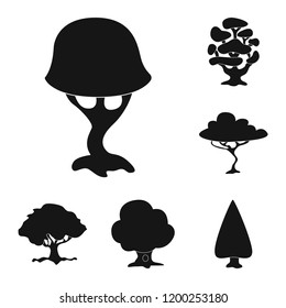 Vector design of tree and nature symbol. Set of tree and crown vector icon for stock.