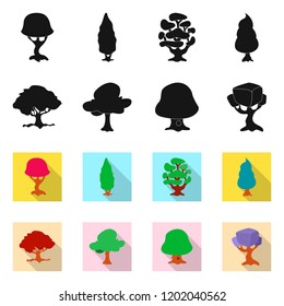 Vector design of tree and nature symbol. Set of tree and crown stock symbol for web.