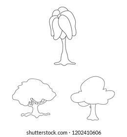 Vector design of tree and nature symbol. Set of tree and crown stock vector illustration.