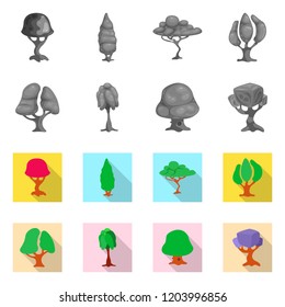 Vector design of tree and nature symbol. Set of tree and crown stock symbol for web.