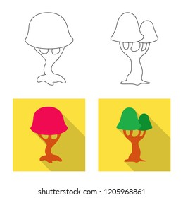 Vector design of tree and nature symbol. Collection of tree and crown stock vector illustration.