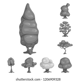 Vector design of tree and nature symbol. Collection of tree and crown stock symbol for web.