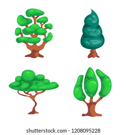 Vector design of tree and nature symbol. Set of tree and crown stock symbol for web.