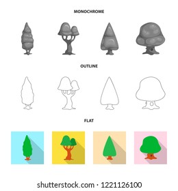 Vector design of tree and nature symbol. Set of tree and crown stock symbol for web.