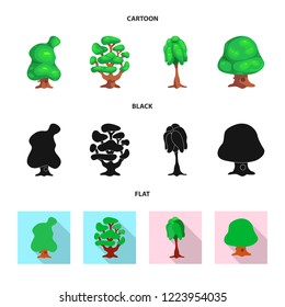 Vector design of tree and nature symbol. Collection of tree and crown stock vector illustration.