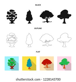 Vector design of tree and nature symbol. Set of tree and crown stock vector illustration.