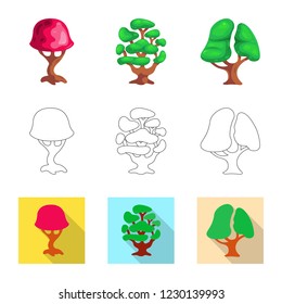 Vector design of tree and nature symbol. Set of tree and crown stock symbol for web.