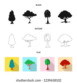 Vector design of tree and nature symbol. Collection of tree and crown vector icon for stock.