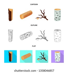 Vector design of tree   and raw  icon. Set of tree   and construction stock symbol for web.