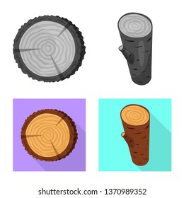 Vector design of tree   and raw  icon. Collection of tree   and construction stock symbol for web.