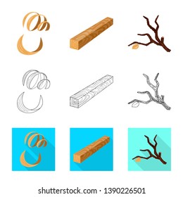 Vector design of tree   and raw  icon. Collection of tree   and construction stock vector illustration.