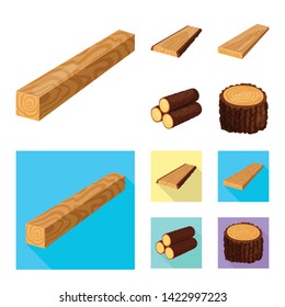 Vector design of tree   and raw  icon. Set of tree   and construction stock vector illustration.