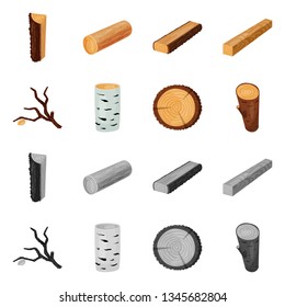 Vector design of tree   and raw  logo. Collection of tree   and construction stock vector illustration.