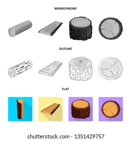 Vector design of tree   and raw  logo. Set of tree   and construction stock symbol for web.