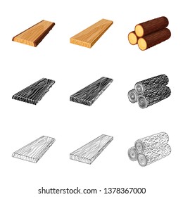 Vector design of tree   and raw  logo. Collection of tree   and construction stock vector illustration.