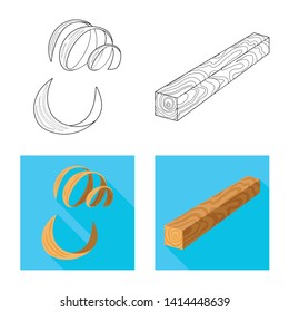 Vector design of tree   and raw  logo. Collection of tree   and construction stock symbol for web.