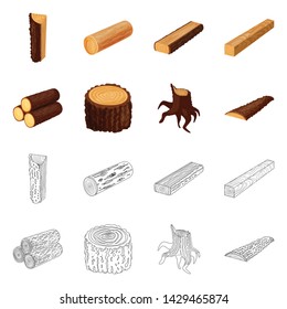 Vector design of tree and raw logo. Collection of tree and construction stock vector illustration.