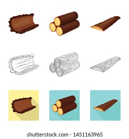 Vector design of tree and raw logo. Set of tree and construction stock vector illustration.