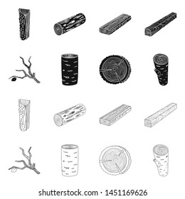 Vector design of tree and raw logo. Collection of tree and construction vector icon for stock.