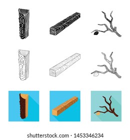 Vector design of tree and raw logo. Collection of tree and construction vector icon for stock.