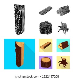 Vector design of tree   and raw  sign. Collection of tree   and construction vector icon for stock.