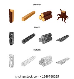 Vector design of tree   and raw  sign. Collection of tree   and construction stock symbol for web.