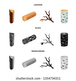 Vector design of tree   and raw  sign. Collection of tree   and construction stock vector illustration.