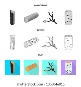 Vector design of tree   and raw  sign. Collection of tree   and construction vector icon for stock.