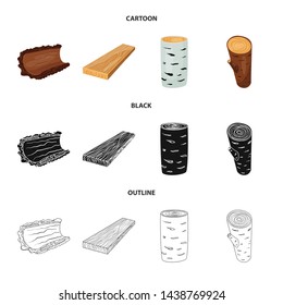 Vector design of tree and raw sign. Set of tree and construction stock vector illustration.