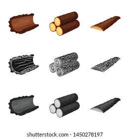 Vector design of tree and raw sign. Collection of tree and construction vector icon for stock.