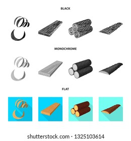 Vector design of tree   and raw  symbol. Collection of tree   and construction vector icon for stock.