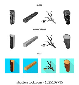 Vector design of tree   and raw  symbol. Collection of tree   and construction vector icon for stock.