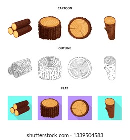 Vector design of tree   and raw  symbol. Collection of tree   and construction vector icon for stock.