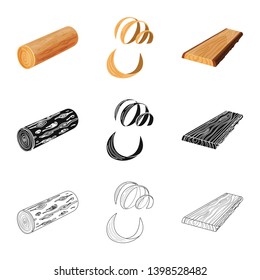 Vector design of tree   and raw  symbol. Set of tree   and construction stock symbol for web.