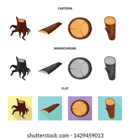 Vector design of tree and raw symbol. Set of tree and construction stock symbol for web.