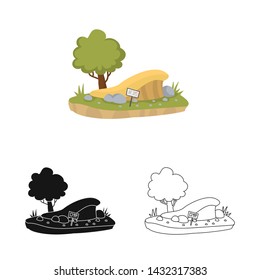 Vector design of trees and sand logo. Set of trees and grass stock symbol for web.