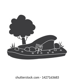 Vector design of trees and sand sign. Set of trees and grass stock vector illustration.