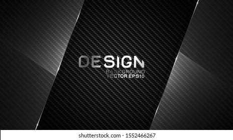 Vector design trendy and technology background concept. Glass frame border dimension by carbon fiber texture and copy space on dark background, Abstract futuristic technology template.