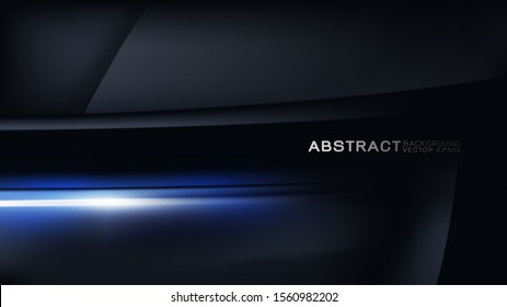 Vector design trendy and technology concept. Blue light moving strip and copy space on darkness background, Abstract futuristic technology template.