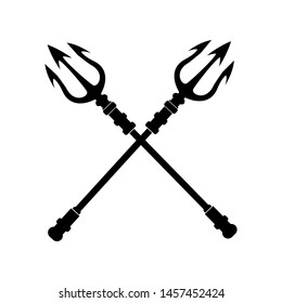 Vector design of trident and poseidon sign. Set of trident and sea vector icon for stock.
