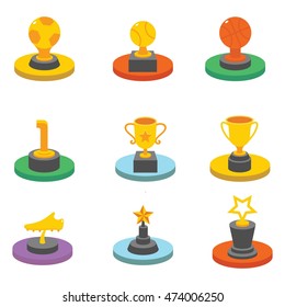 Vector Design of Trophy and prize icons with white background.